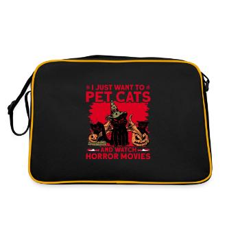 Je veux juste caresser les chats et regarder des films d’horreur - Sac Retro - noir/or - Dos