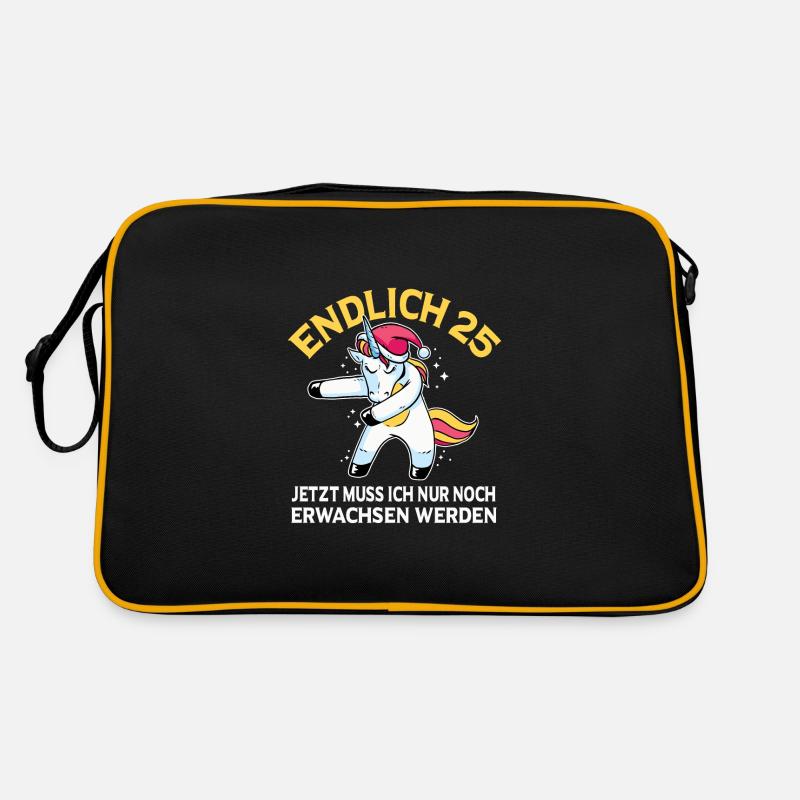 Endlich 25 Jetzt muss ich noch Erwachsen werden - Retro Tasche - Schwarz/Gold