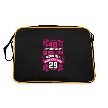 40 ist gar nicht so schlimm - Retro Tasche - Schwarz/Gold - Hinten