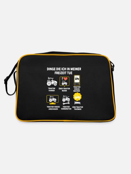 Traktor bauer Traktor Landwirt Landwirtschaft - Retro Tasche - Schwarz/Gold - Hinten