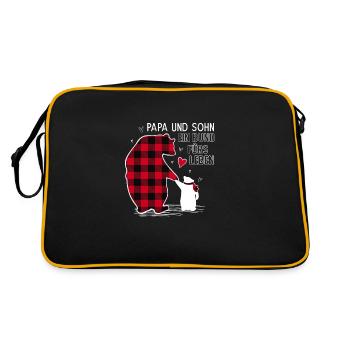 Papa und Sohn Ein Bund fürs Leben - Retro Tasche - Schwarz/Gold - Hinten