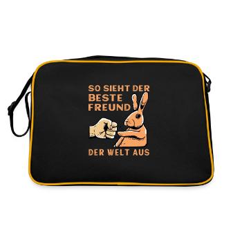 So sieht der beste Freund der Welt aus - Retro Tasche - Schwarz/Gold - Hinten