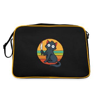 Chat fou avec couteau - Sac Retro - noir/or - Dos