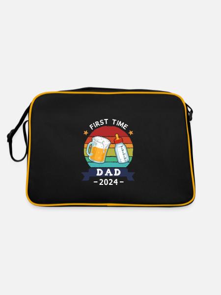 First Time Dad 2024 - Retro Tasche - Schwarz/Gold - Hinten