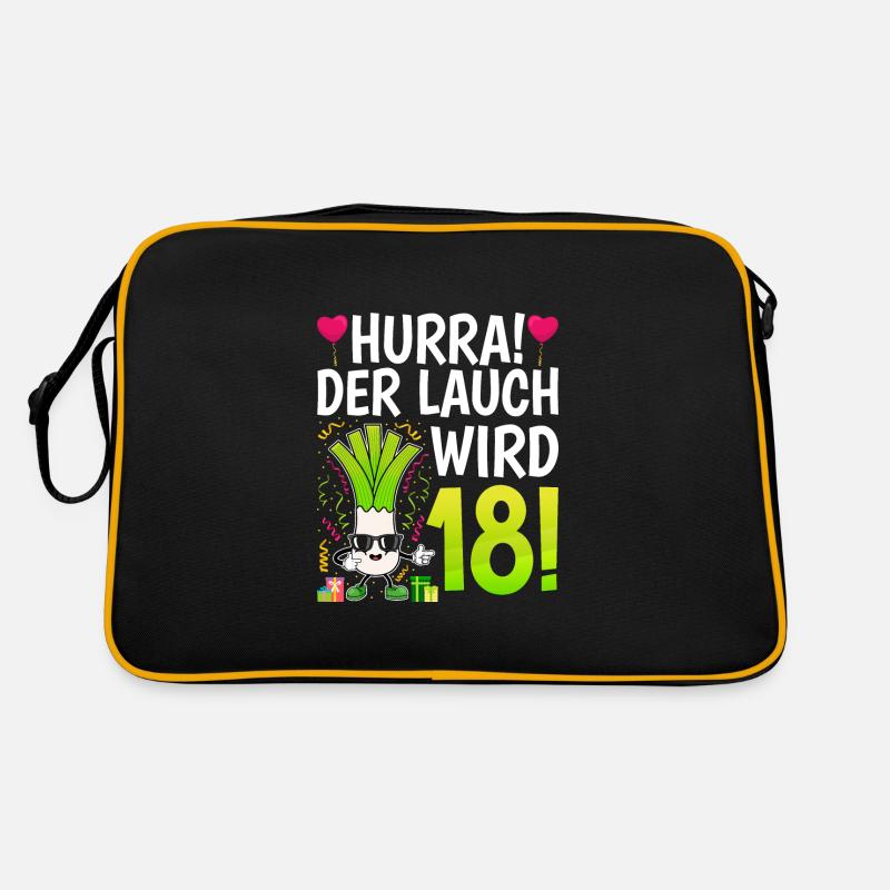 Hurra der Lauch wird 18 Geburtstag - Retro Tasche - Schwarz/Gold