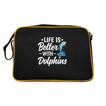 Life Is Beter With Dolphins - Retro Bag - black/gold - Back