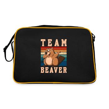Team Beaver - Retro Tasche - Schwarz/Gold - Hinten