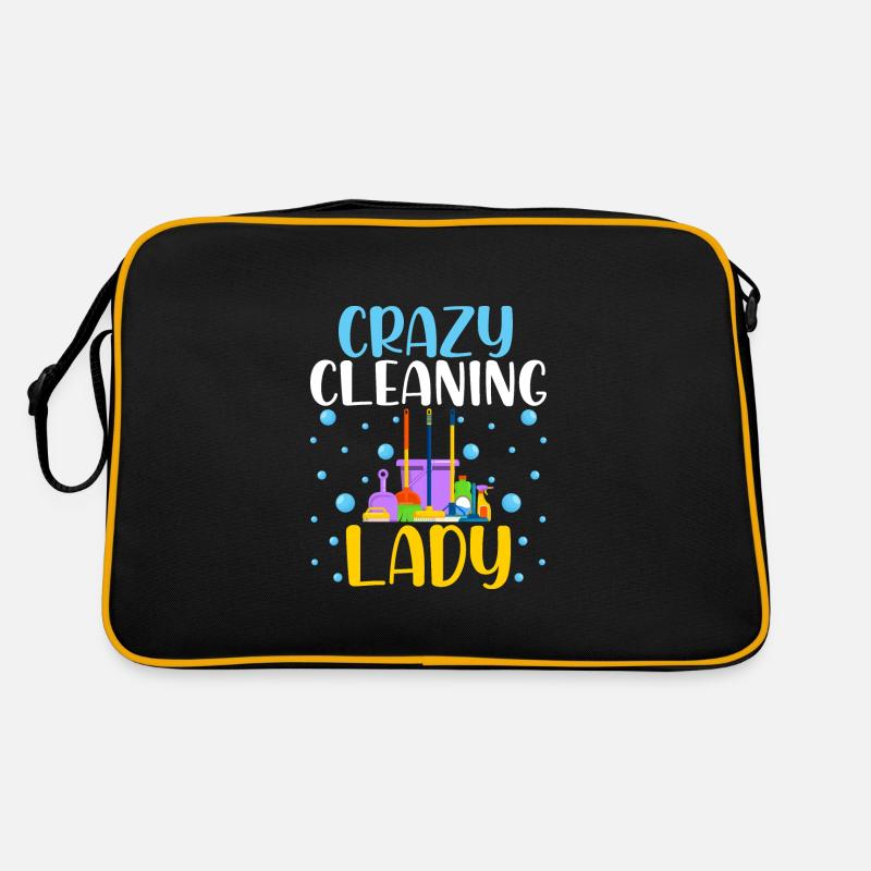 Crazy Cleaning Lady - Retro Tasche - Schwarz/Gold