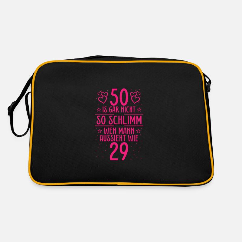 50 Ist Gar Nicht So Schlimm - Retro Tasche - Schwarz/Gold