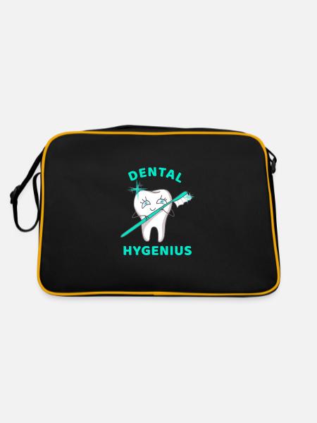 Dental Hygenius - Retro Tasche - Schwarz/Gold - Hinten
