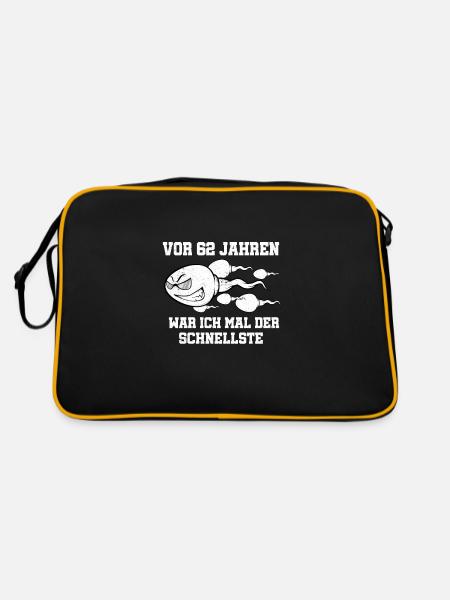 Vor 62 Jahren war ich mal der Schnellste - Retro Tasche - Schwarz/Gold - Hinten