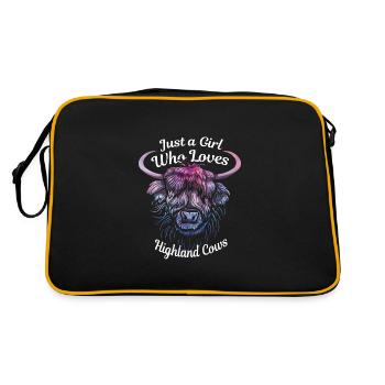Just A Girl Who Loves Highland Cows - Retro Tasche - Schwarz/Gold - Hinten