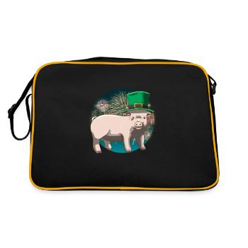 Cochon chanceux Réveillon du Nouvel An Jour de l’An - Sac Retro - noir/or - Dos