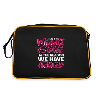 Je suis la sœur du milieu, je suis la raison pour laquelle nous avons des règles - Sac Retro - noir/or - Dos