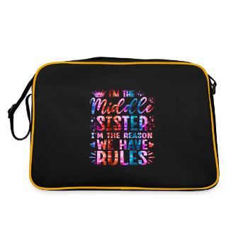 Je suis la sœur du milieu, je suis la raison pour laquelle nous avons des règles - Sac Retro - noir/or - Dos