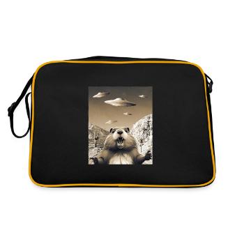 Invasion extraterrestre OVNI Selfie castor - Sac Retro - noir/or - Dos