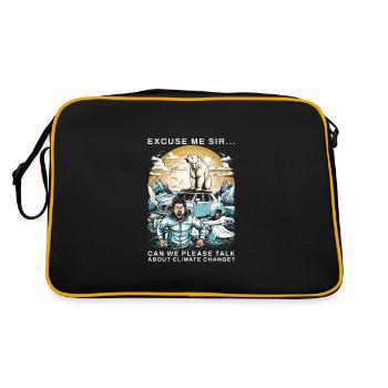 Climate Change Polar Bear - Retro Tasche - Schwarz/Gold - Hinten