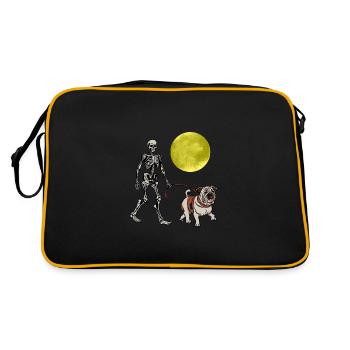 Skeleton Night Walk English Bulldog - Retro Bag - black/gold - Back