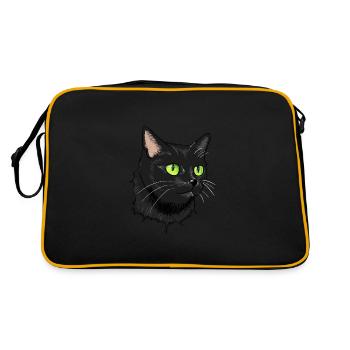Black Cat Green Eyes - Retro Bag - black/gold - Back