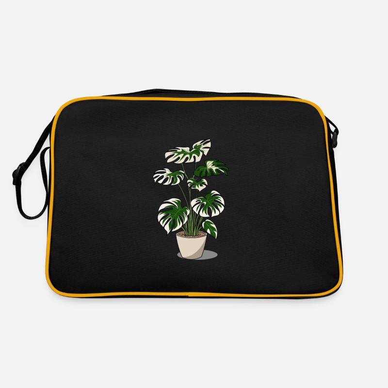 Variegated Monstera - Retro Tasche - Schwarz/Gold