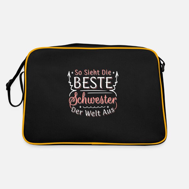 So Sieht Die Beste Schwester Der Welt Aus - Retro Tasche - Schwarz/Gold