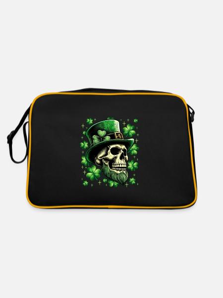 St. Patrick's Day Irish Skull - Retro Bag - black/gold - Back