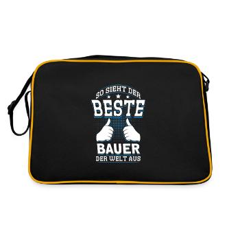 So Sieht Der Beste Bauer Der Welt Aus - Retro Tasche - Schwarz/Gold - Hinten
