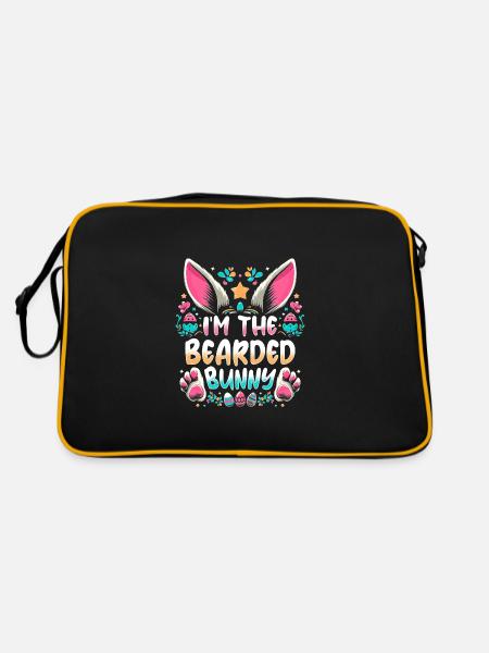 I'm The Bearded Bunny - Retro Tasche - Schwarz/Gold - Hinten