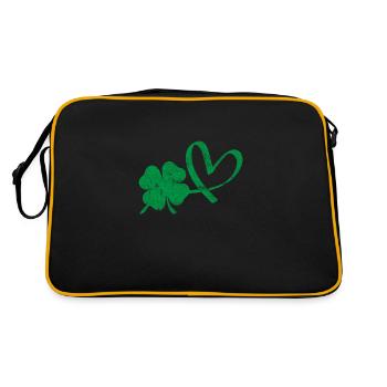 Cœur vert de trèfle irlandais - Sac Retro - noir/or - Dos