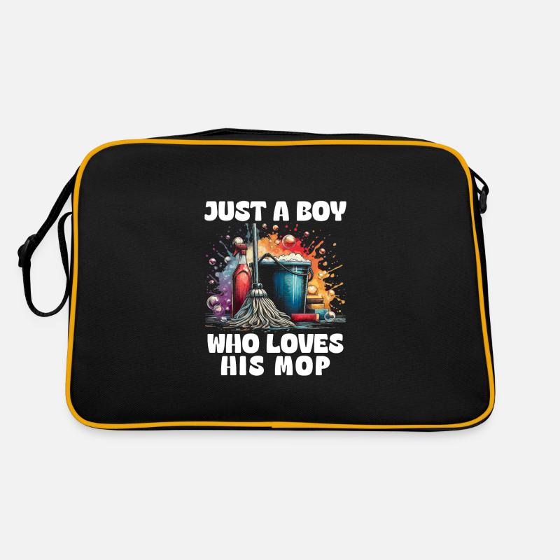 Just A Boy Who Loves Her Mop Retro Tasche