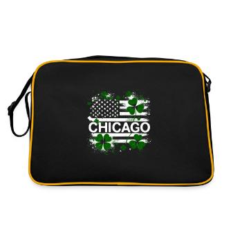amerikanische Flagge Chicago St. Patrick's Day - Retro Tasche - Schwarz/Gold - Hinten