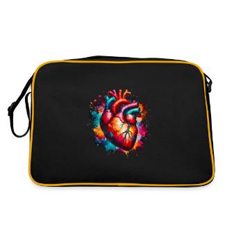Anatomisches Herz mit Kleeblättern - Retro Tasche - Schwarz/Gold - Hinten