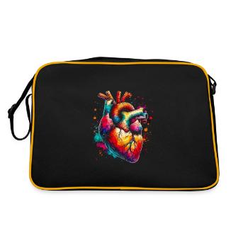 Buntes anatomisches Herz Medizinische Kunst - Retro Tasche - Schwarz/Gold - Hinten