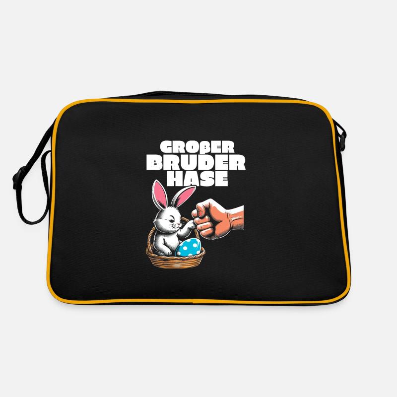 Großer Bruder Hase - Retro Tasche - Schwarz/Gold