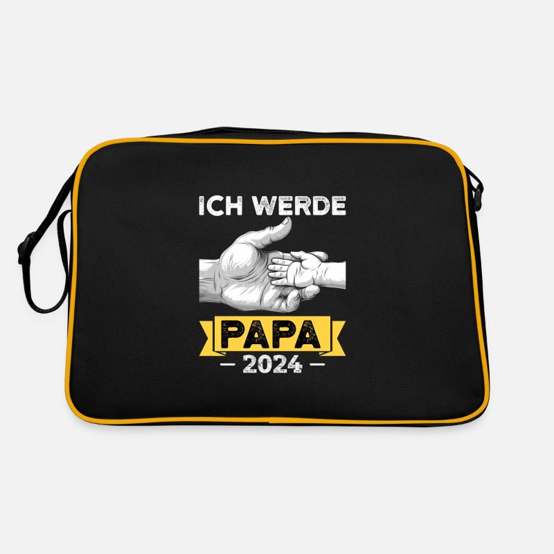 Ich werde Papa 2024 - Retro Tasche - Schwarz/Gold