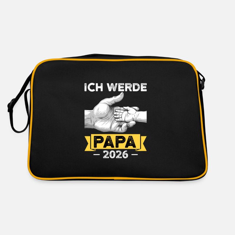 Ich werde Papa 2026 - Retro Tasche - Schwarz/Gold