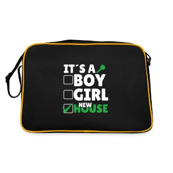 It's A Boy Girl New House - Retro Tasche - Schwarz/Gold - Hinten