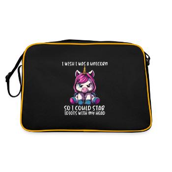 I Wish Was A Unicorn - Retro Tasche - Schwarz/Gold - Hinten
