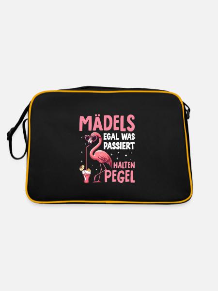 Mädels Egal Was Passiert Pegel Halten - Retro Tasche - Schwarz/Gold - Hinten