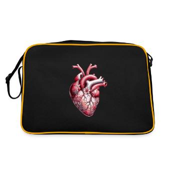 Anatomisches Herz Blumen - Retro Tasche - Schwarz/Gold - Hinten