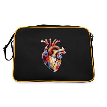 Buntes anatomisches Herz Medizinisches Herz - Retro Tasche - Schwarz/Gold - Hinten