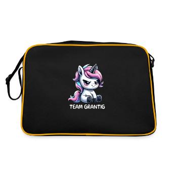 Team Grantig Gruppen Dialekt Spruch Einhorn - Retro Tasche - Schwarz/Gold - Hinten