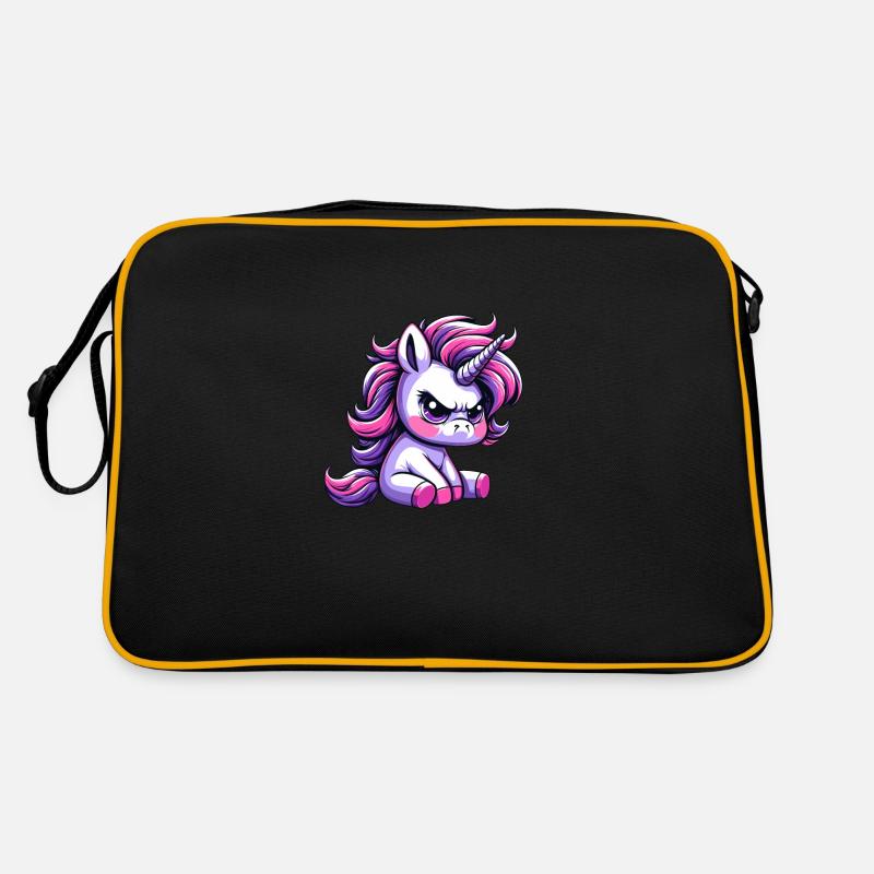 Grantiges Einhorn - Retro Tasche - Schwarz/Gold