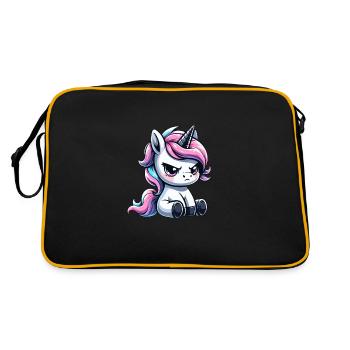 Launisches Einhorn - Retro Tasche - Schwarz/Gold - Hinten