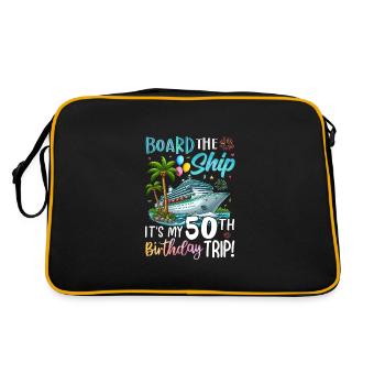 Board The Ship It's My 50th Birthday Trip - Retro Bag - black/gold - Back