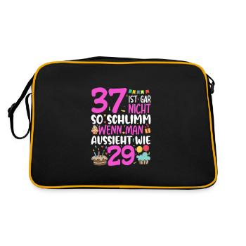 37 Ist Gar Nicht So Schlimm - Retro Tasche - Schwarz/Gold - Hinten