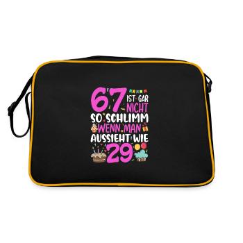 67 Ist Gar Nicht So Schlimm - Retro Tasche - Schwarz/Gold - Hinten
