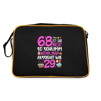 68 Ist Gar Nicht So Schlimm - Retro Tasche - Schwarz/Gold - Hinten