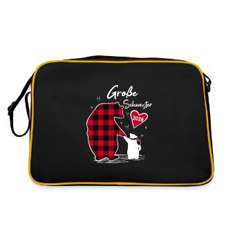 Große Schwester Bär 2028 - Retro Tasche - Schwarz/Gold - Hinten