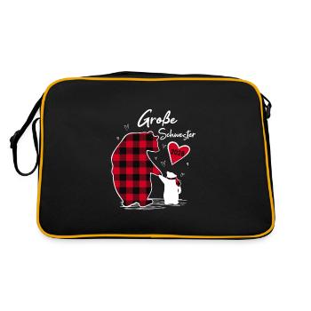 Große Schwester Bär 2028 - Retro Tasche - Schwarz/Gold - Hinten